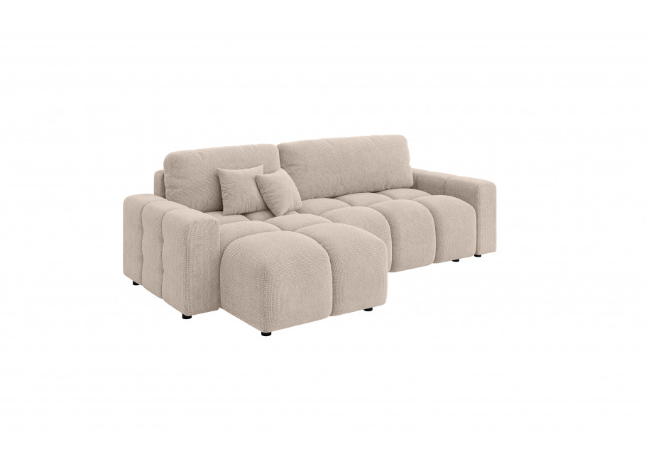 Beżowy rozkładany narożnik VEGA z funkcją spania i pojemnikiem na pościel 3