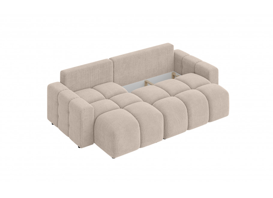 Beżowy rozkładany narożnik VEGA z funkcją spania i pojemnikiem na pościel 6