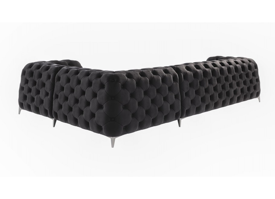 Czarny narożnik pikowany chesterfield glamour KALIFORNIA 3+E+1 - Riviera 100