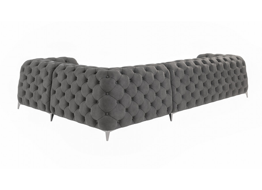 Szary duży narożnik pikowany chesterfield KALIFORNIA 3+E+1 3