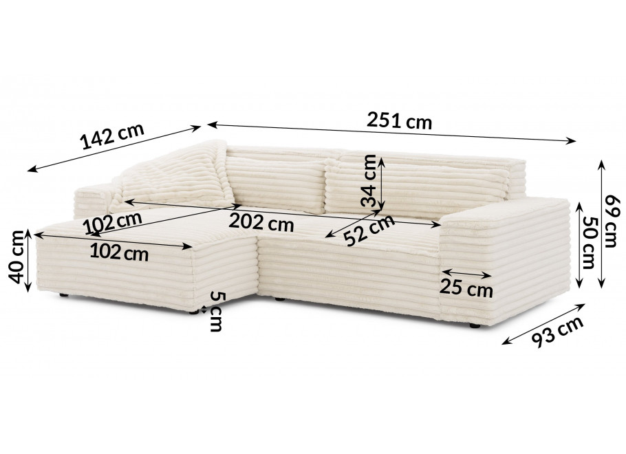 Narożnik czteroosobowy uniwersalny z poduszkami Ravello 4