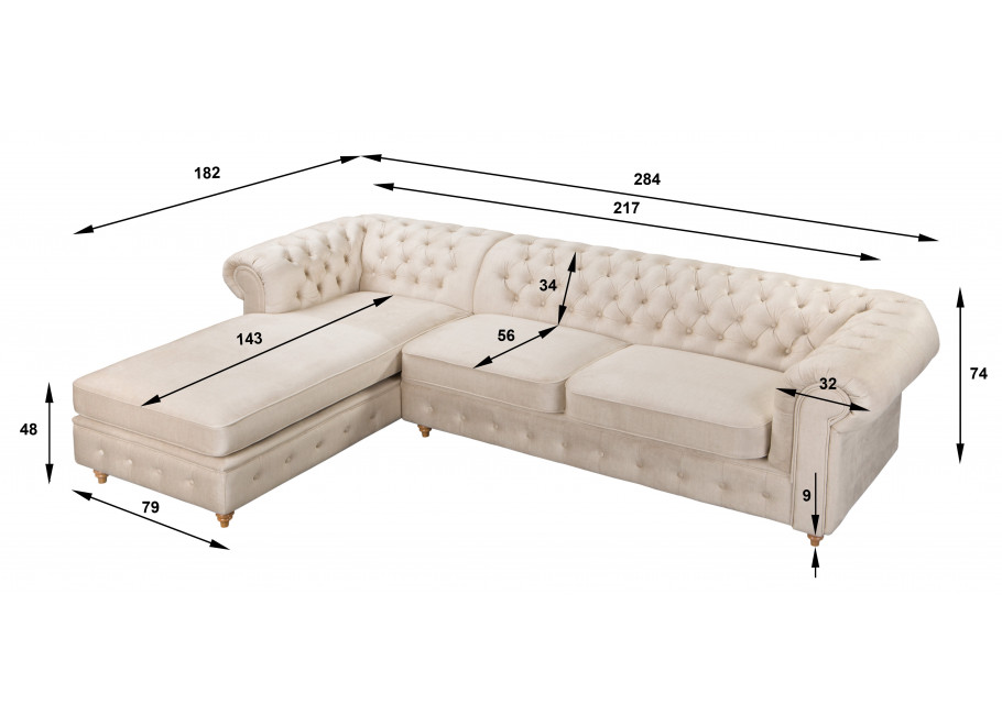 Narożnik pięcioosobowy pikowany z funkcją spania FINS - Vogue 01