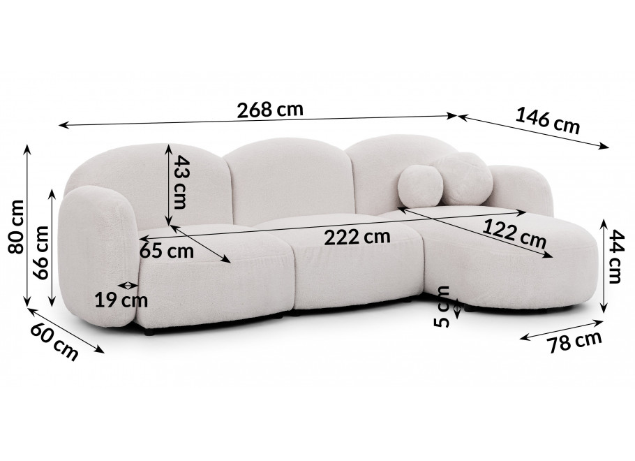 Narożnik pięcioosobowy z ozdobnymi poduszkami Bloop 4