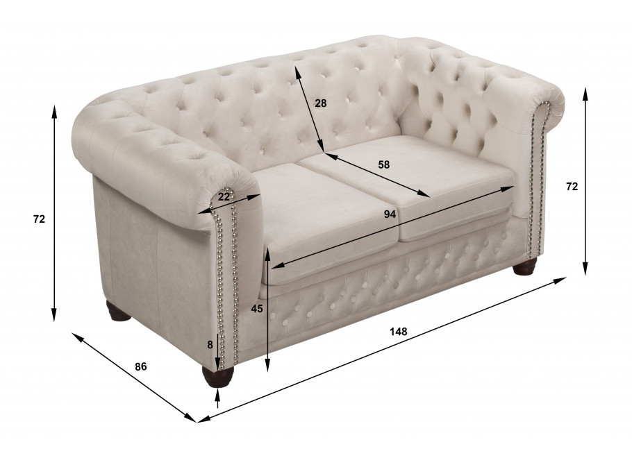 Sofa dwuosobowa pikowana Chesterfield FELIX 2 7