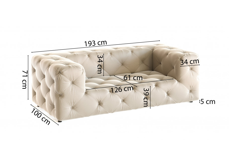 Sofa dwuosobowa pikowana premium Chesterfield BENTLEY 5
