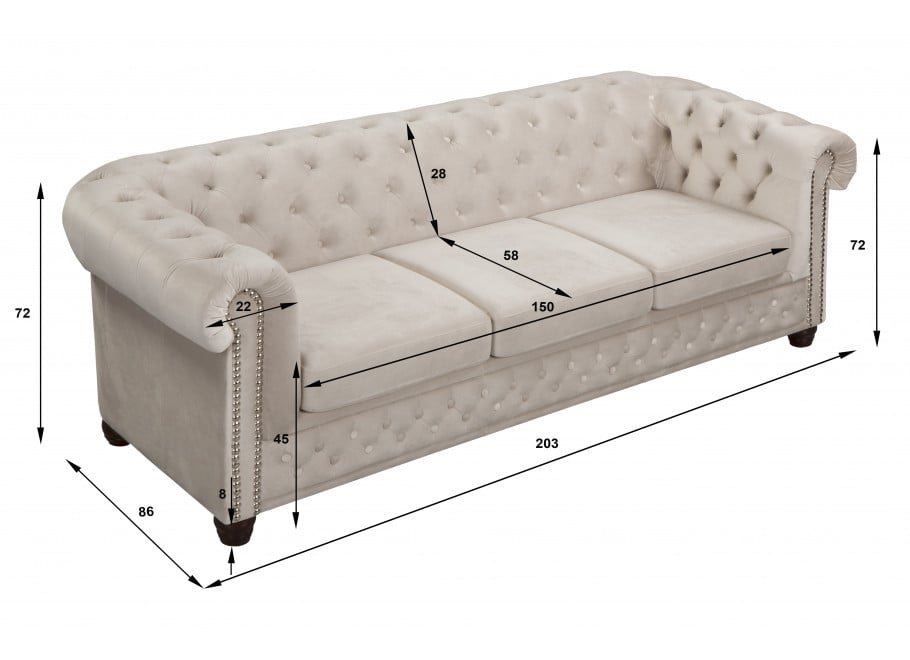Sofa trzyosobowa pikowana Chesterfield FELIX 3 3