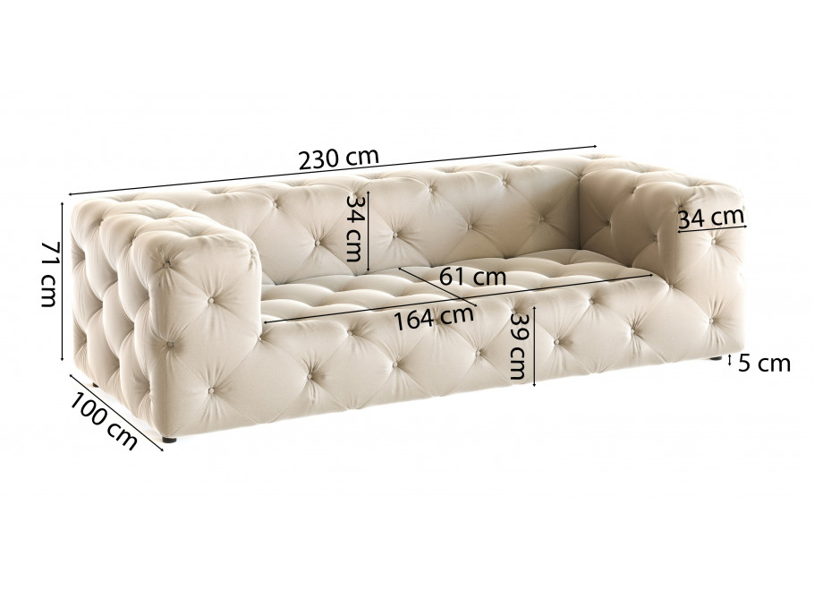 Sofa trzyosobowa pikowana premium Chesterfield BENTLEY 4