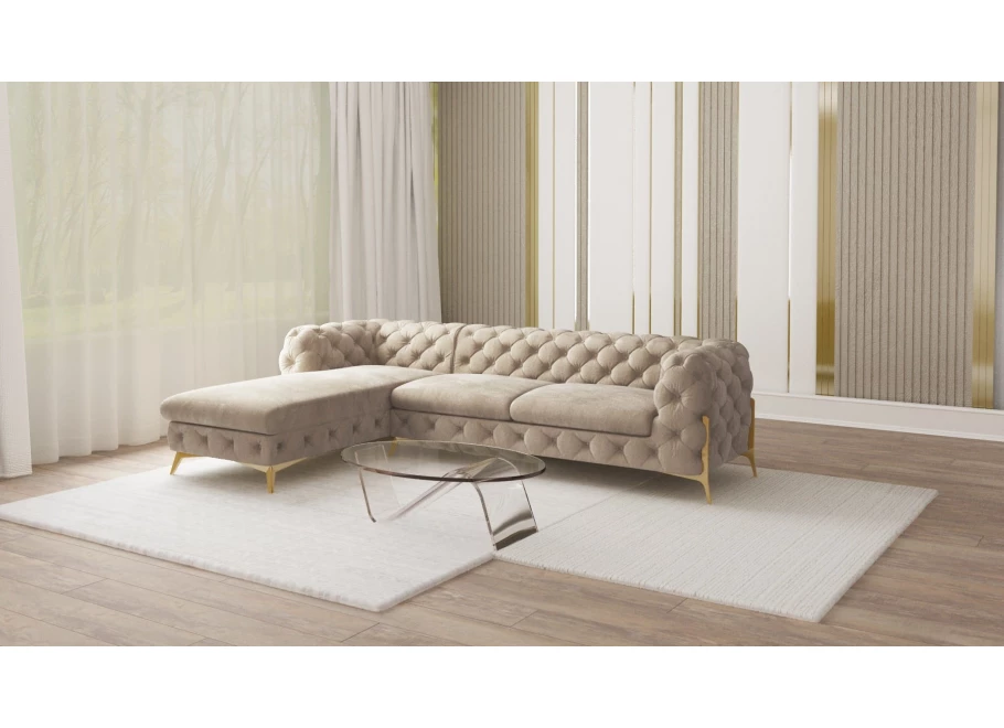 Narożnik czteroosobowy pikowany glamour Chesterfield TEO HIGH 2+OT Narożnik czteroosobowy pikowany glamour Chesterfield TEO HIGH 2+OT