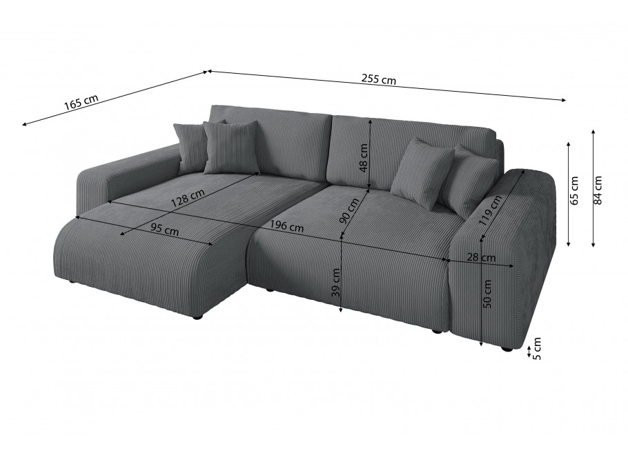 Narożnik czteroosobowy z funkcją spania Nubo - tk. Lincoln 90 5