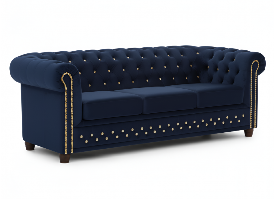 Sofa trzyosobowa pikowana Chesterfield FELIX BLINK 3 - tk. Riviera 81