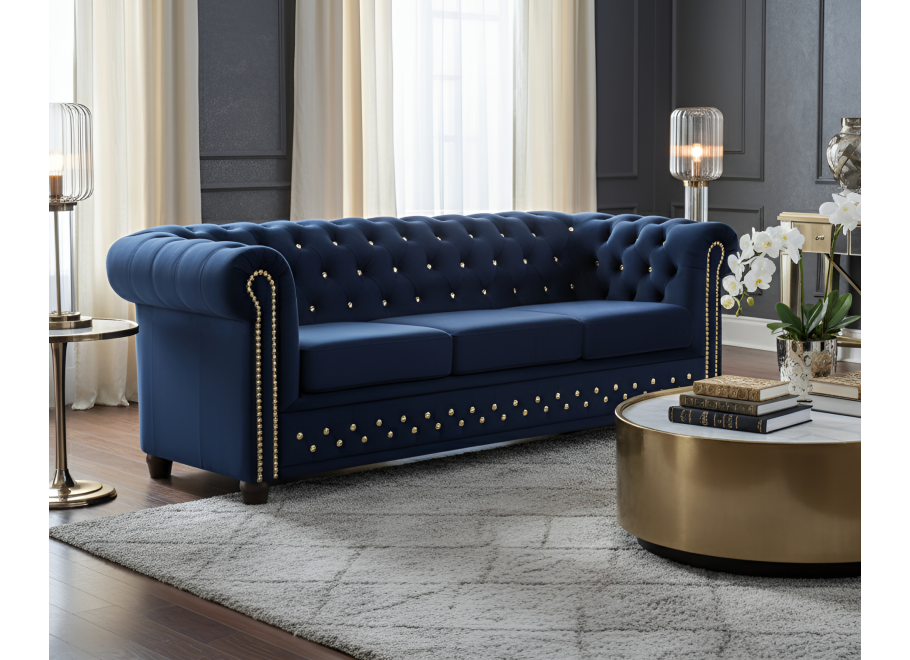 Sofa trzyosobowa pikowana Chesterfield FELIX BLINK 3 - tk. Riviera 81 2