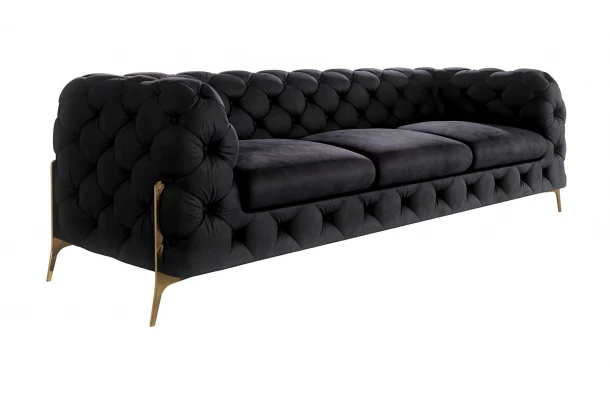 Sofa trzyosobowa pikowana glamour Chesterfield TEO HIGH 3 - wygodne
