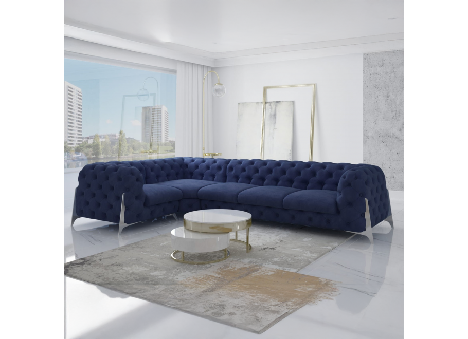 Narożnik pięcioosobowy pikowany Chesterfield glamour KALIFORNIA 1+E+3 - Riviera 81