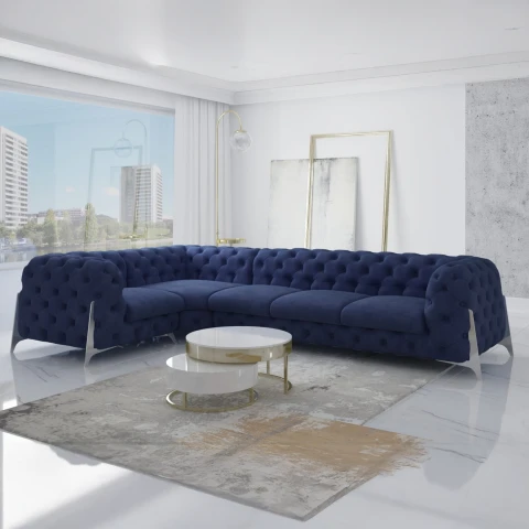 Narożnik pięcioosobowy pikowany Chesterfield glamour KALIFORNIA 1+E+3