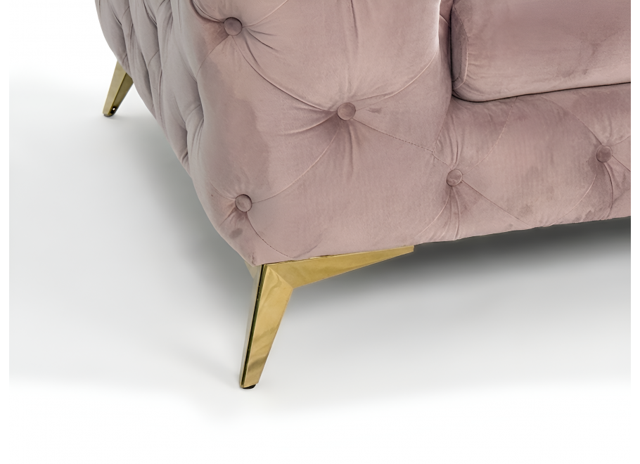 Fotel pikowany  chesterfield TEO glamour tk. Riviera 62 brudny, pudrowy róż - Riviera 62