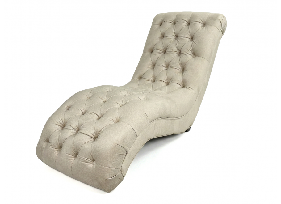 Szezlong beżowy pikowany leżanka Chesterfield TOKIO tk. Monolith 02 welur