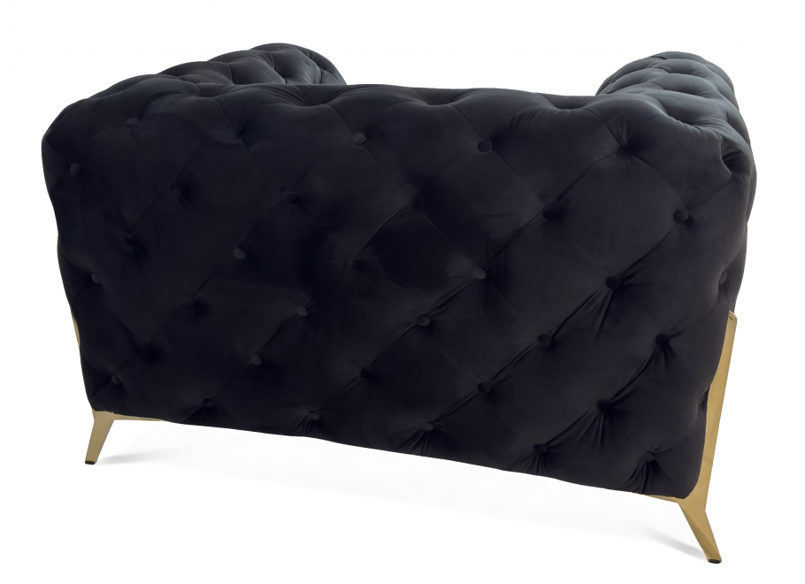 Czarny fotel pikowany chesterfield na wysokich nóżkach TEO HIGH tk. Riviera 100 4