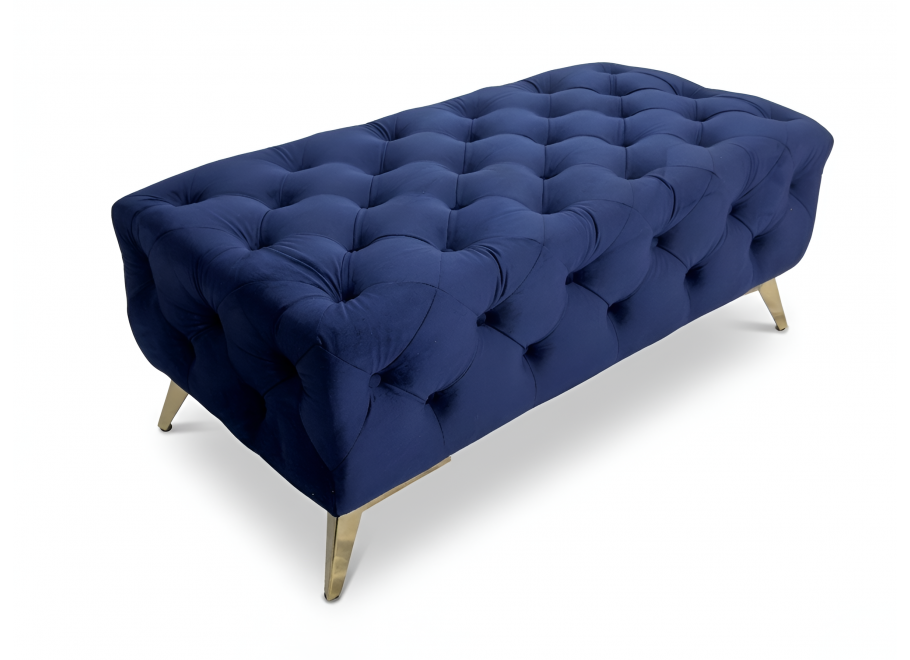 Elegancki granatowy Puf pikowany 120x60 podnóżek TEO tk. French Velvet 671