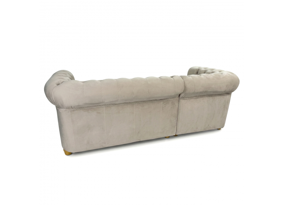 Rozkładany beżowy narożnik pikowany Chesterfield z funkcją spania FELIX OT+2 - Riviera 21