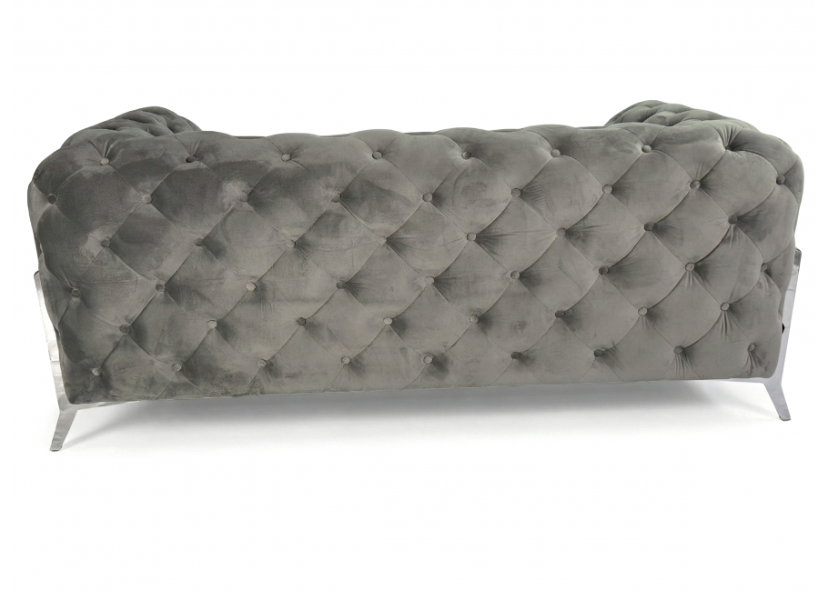 Szara sofa pikowana glamour Chesterfield do salonu TEO HIGH Tk. Riviera 91 - Riviera 91