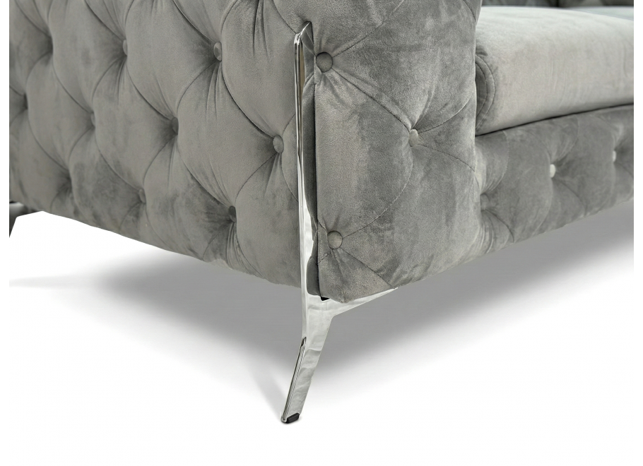 Szara sofa pikowana glamour Chesterfield do salonu TEO HIGH Tk. Riviera 91 - Riviera 91