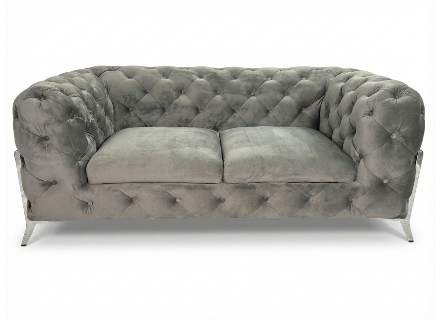 Szara sofa pikowana glamour Chesterfield do salonu TEO HIGH Tk. Riviera 91 - Riviera 91