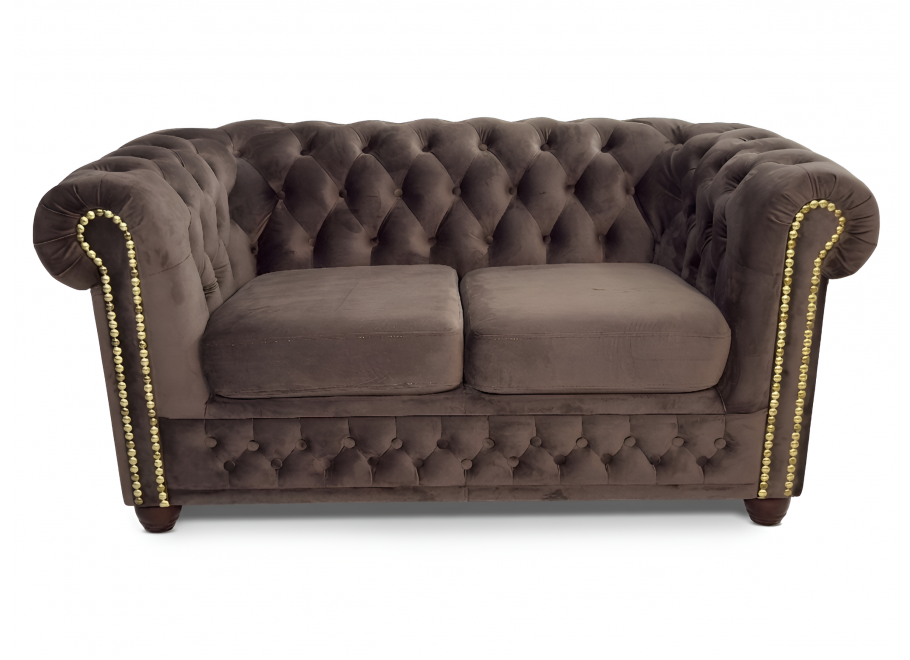 Kompaktowa sofa 2-os. Chesterfield pikowana brązowa Felix Tk. Riviera 26 - Riviera 26