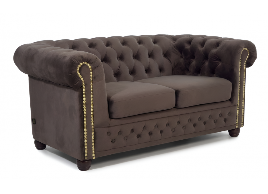 Kompaktowa sofa 2-os. Chesterfield pikowana brązowa Felix Tk. Riviera 26 - Riviera 26