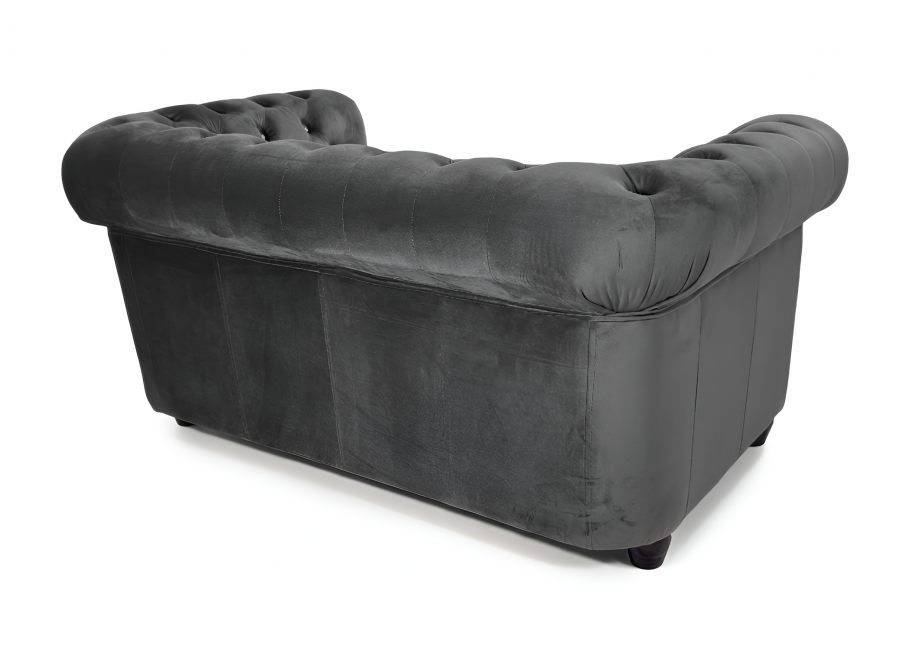 Sofa pikowana Chesterfield grafitowa z kryształkami FELIX BLINK 2 3