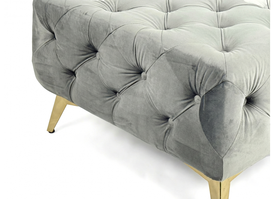 Elegancki szary Puf pikowany 80x80 podnóżek TEO tk. Riviera 91 2