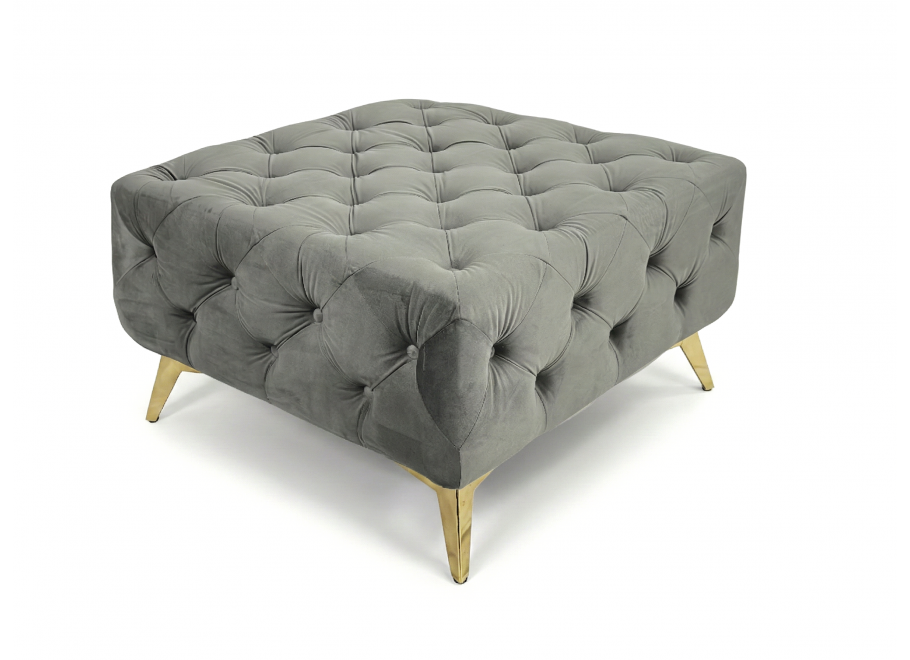 Elegancki szary Puf pikowany 80x80 podnóżek TEO tk. Riviera 91