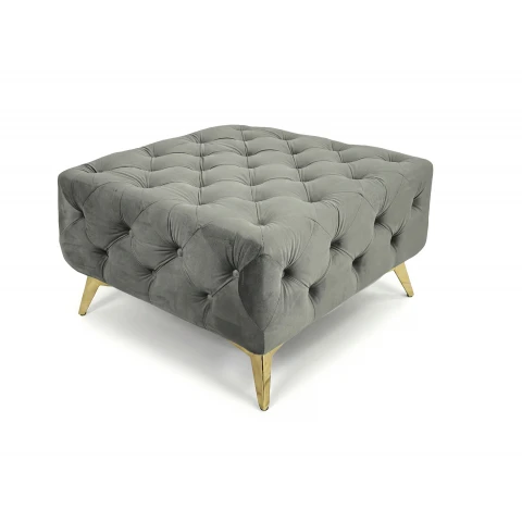 Elegancki szary Puf pikowany 80x80 podnóżek TEO tk. Riviera 91