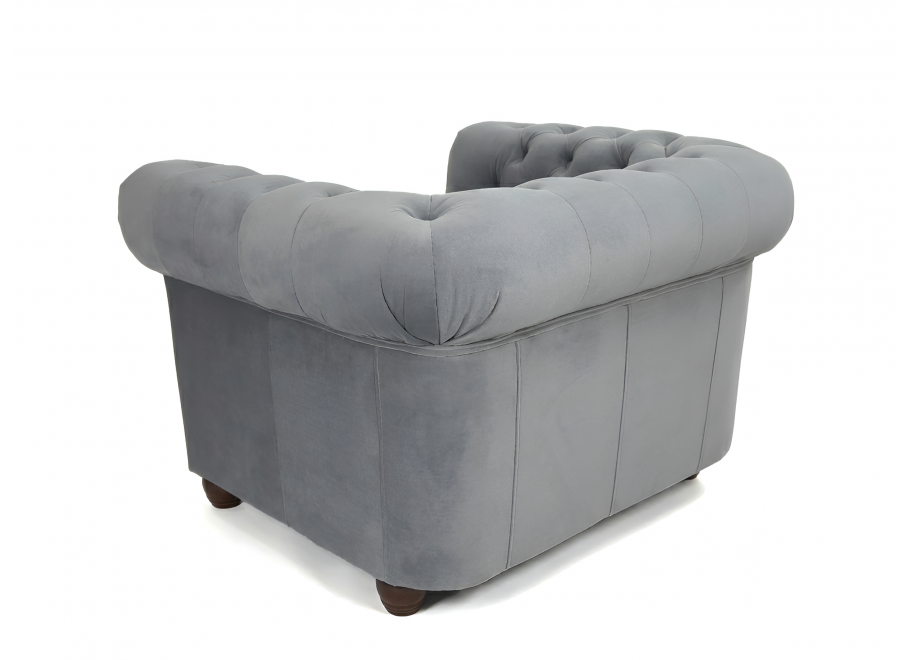 Fotel pikowany FELIX chesterfield szary welurowy Tk. Riviera 91 3
