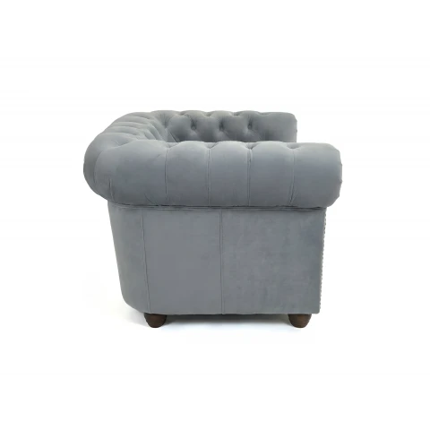 Fotel pikowany FELIX chesterfield szary welurowy Tk. Riviera 91