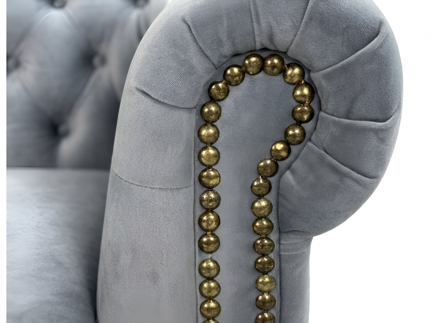 Fotel pikowany FELIX chesterfield szary welurowy Tk. Riviera 91 4