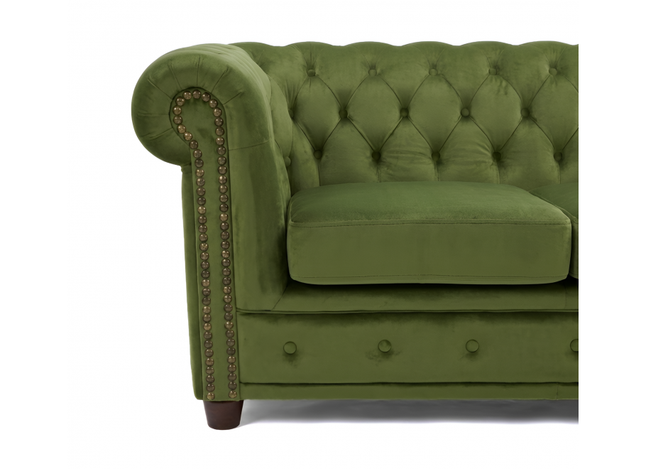 Narożnik pikowany Chesterfield zielony welurowy FELIX 2+OT Tk. French Velvet 657 2