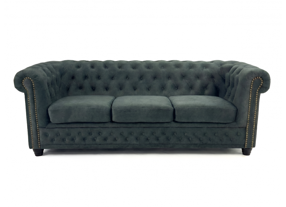 Sofa trzyosobowa pikowana Chesterfield butelkowa zieleń FELIX 3 Tk. Chill Me 9 3