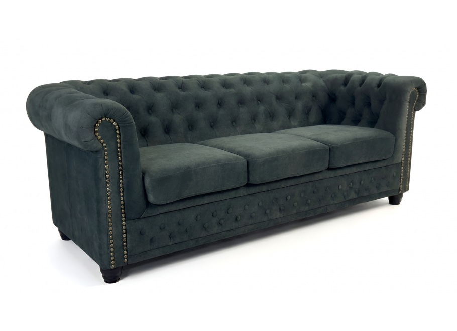 Sofa trzyosobowa pikowana Chesterfield butelkowa zieleń FELIX 3 Tk. Chill Me 9
