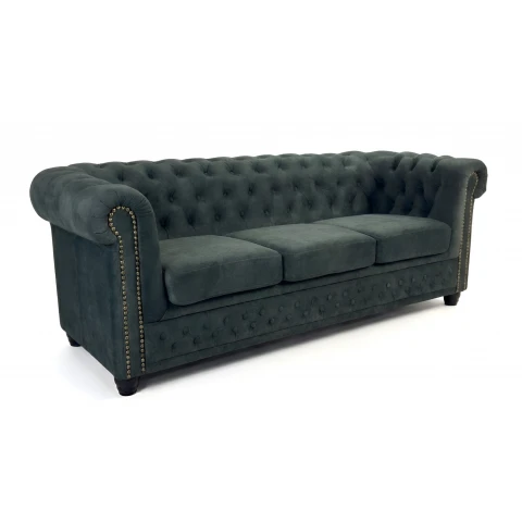 Sofa trzyosobowa pikowana Chesterfield butelkowa zieleń FELIX 3 Tk. Chill Me 9