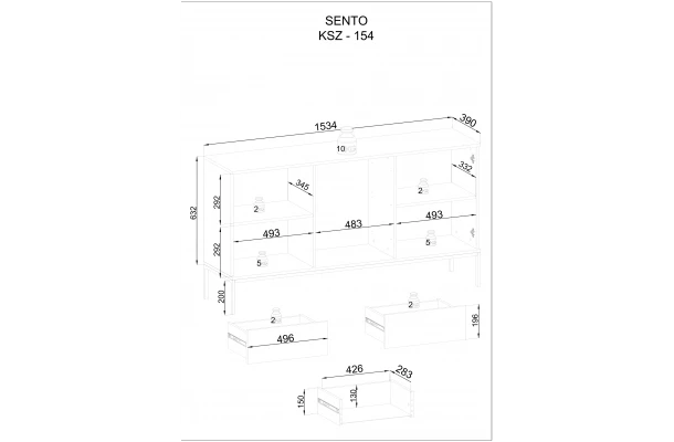Komoda z oświetleniem LED Resto KSZ154 - szuflady