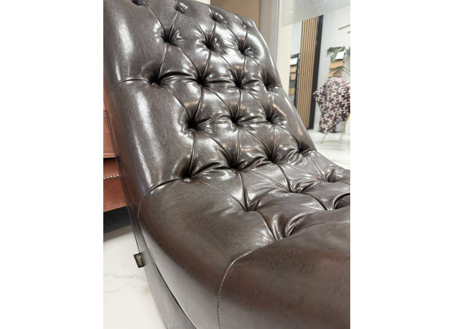 Szezlong pikowany brązowy w ekoskórze glamour leżanka TOKIO 4