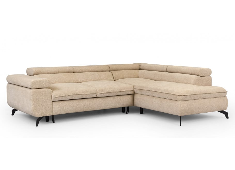 Rozkładany narożnik Melvano Szary beż z funkcją spania, regulowane zagłówki - Misterio 7