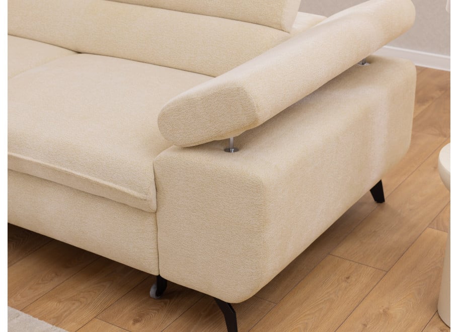 Narożnik Melvano duży beżowy z funkcją spania na wysokich nóżkach - Misterio 4