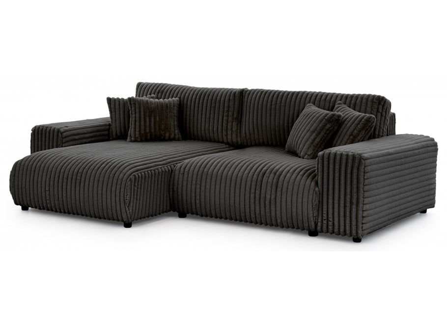 Rozkładany narożnik L-kształtny Nubo grafitowy sztruksowy z funkcją spania - Vito 18