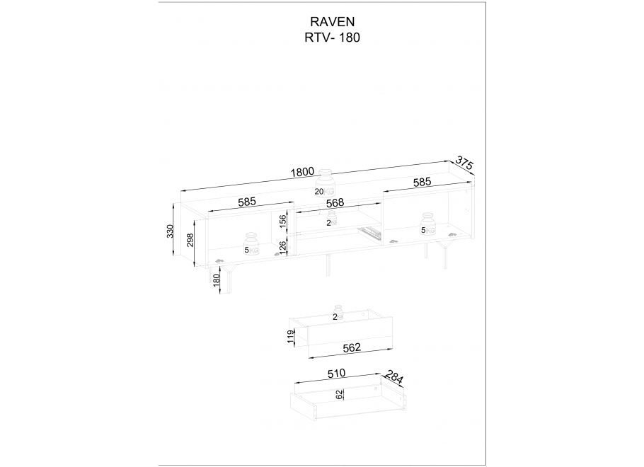Stolik RTV Veno VRTV180 6
