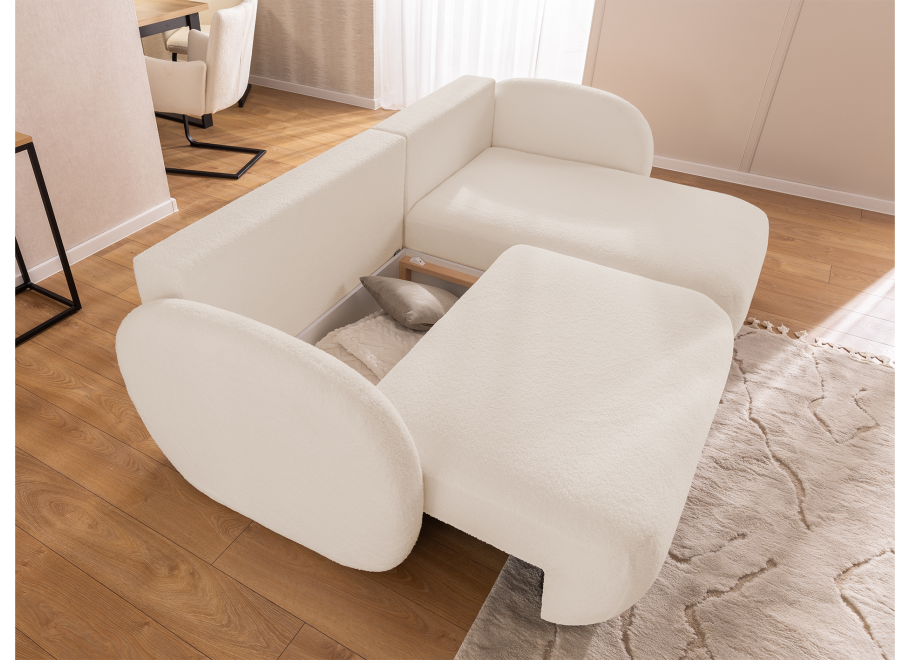 Narożnik Velano z funkcją spania beżowy baranek rozkładany do salonu - Quelle 03