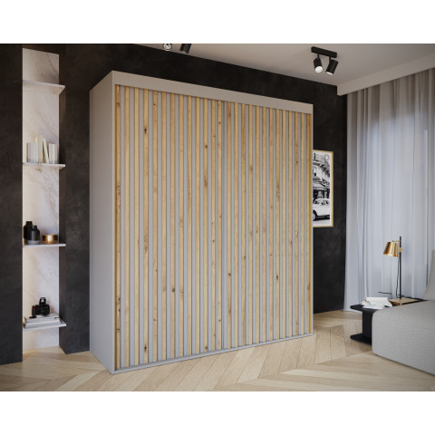 Lamele - dąb artisan, Front - szary platynowy, Korpus - szary platynowy