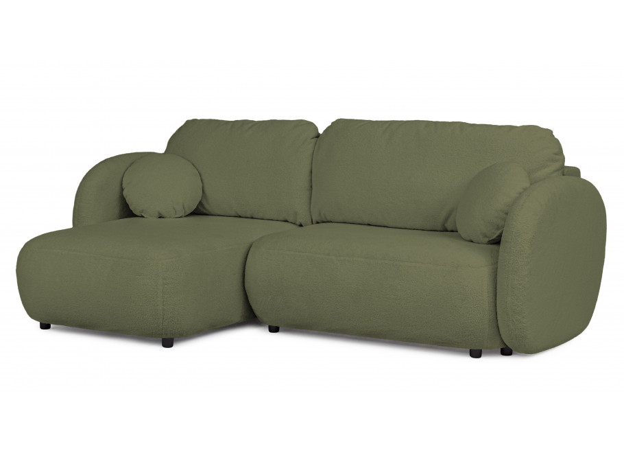 Narożnik L-kształtny Velano z funkcją spania zielony - uniwersalna otomana 2