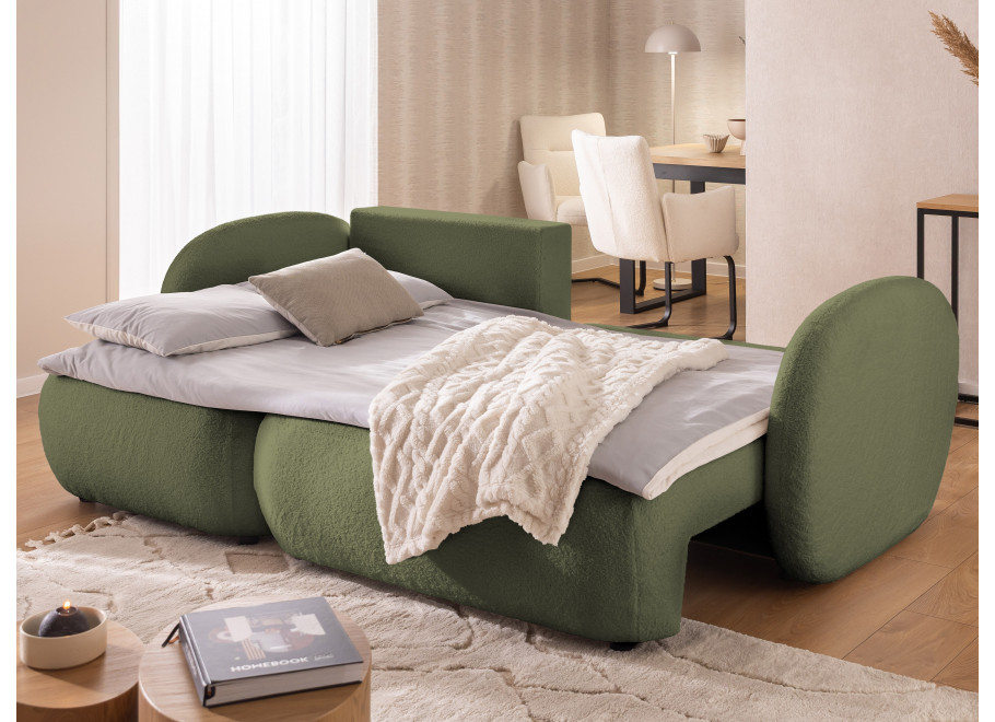 Narożnik L-kształtny Velano z funkcją spania zielony - uniwersalna otomana 4
