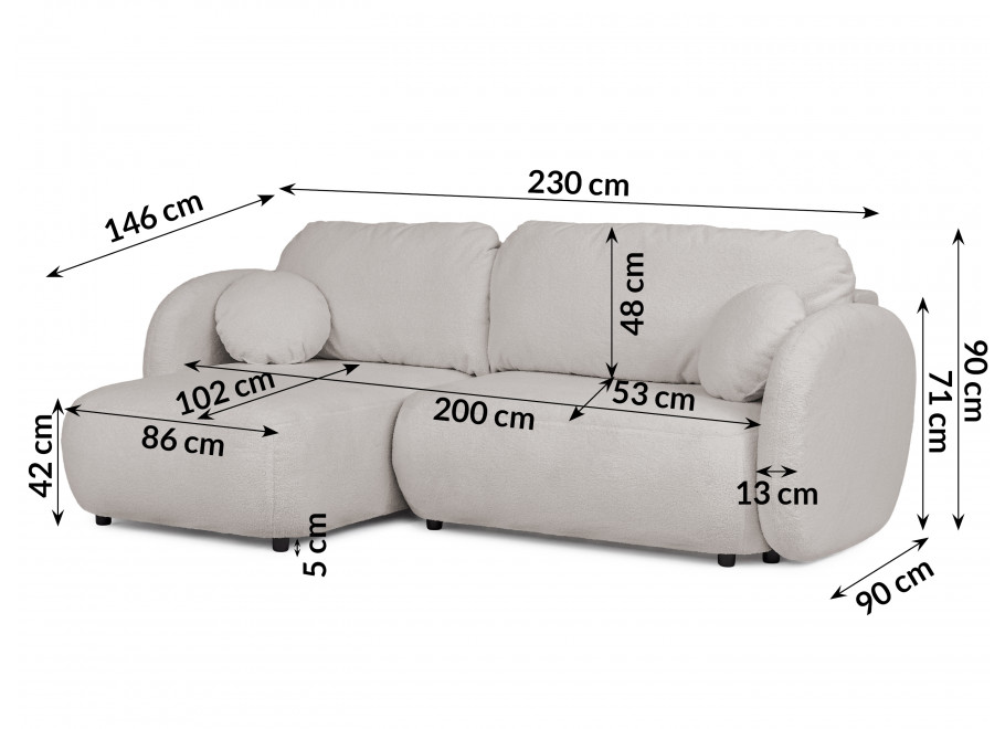 Narożnik Velano z funkcją spania jasny szary - nowoczesny do salonu 5